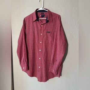 Chaps Red Casual Button Down Shirt Easy Care Large